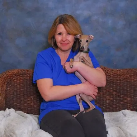 Dr. Helen Koseck with small dog